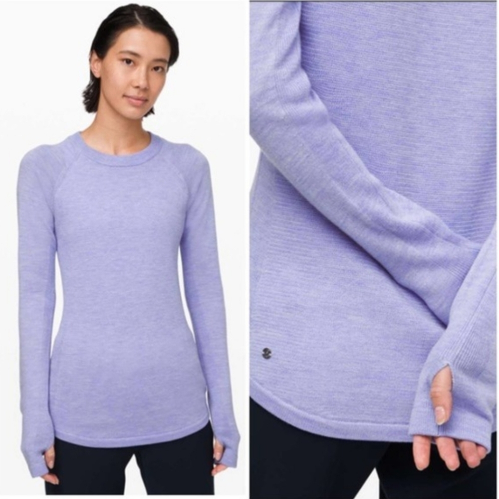 Lululemon Sit In Lotus Sweater Merino Wool Heathered Lavender Dusk Sz 4